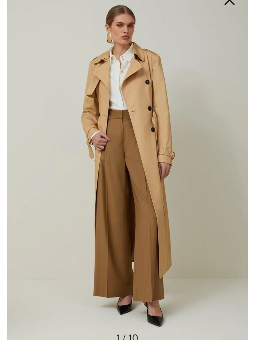 Karen Millen Khaki Double-Breasted Trench Coat with Belt